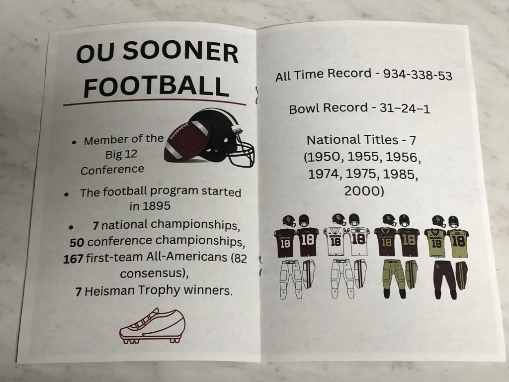 University of Oklahoma football zine.